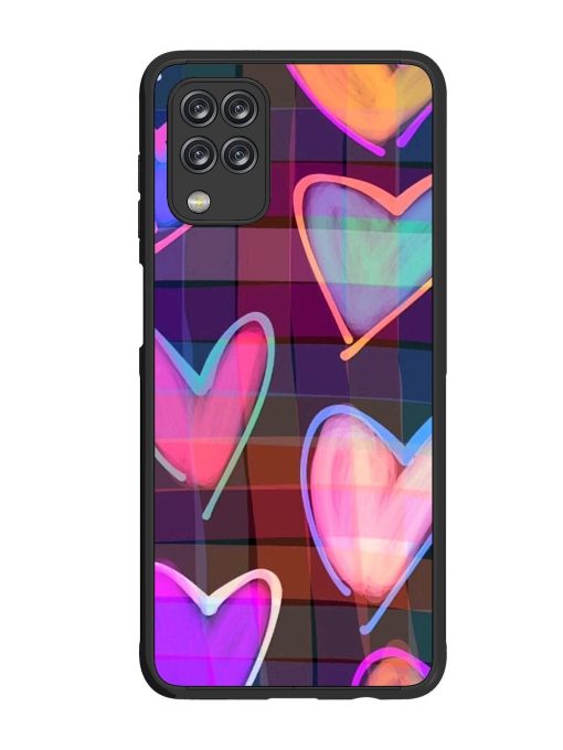 Neon Hearts Glossy Soft Edge Case for Samsung Galaxy M12 Chachhi