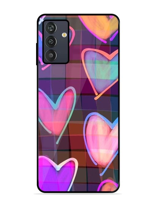 Neon Hearts Glossy Soft Edge Case for Samsung Galaxy M13 (4G) Chachhi