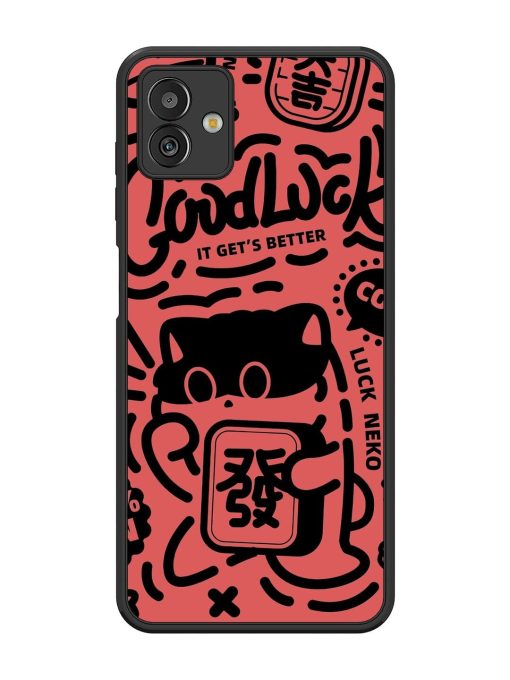 Lucky Cat Doodle Glossy Soft Edge Case for Samsung Galaxy M13 (5G) Chachhi