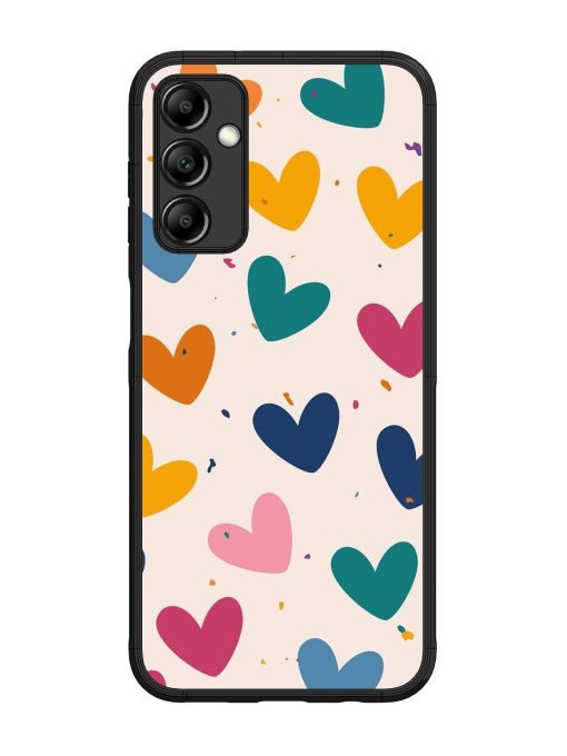 Rainbow Hearts Glossy Soft Edge Case for Samsung Galaxy M14 (5G) Chachhi