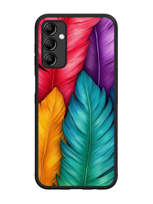 Rainbow Feathers Glossy Soft Edge Case for Samsung Galaxy M14 (5G) Chachhi