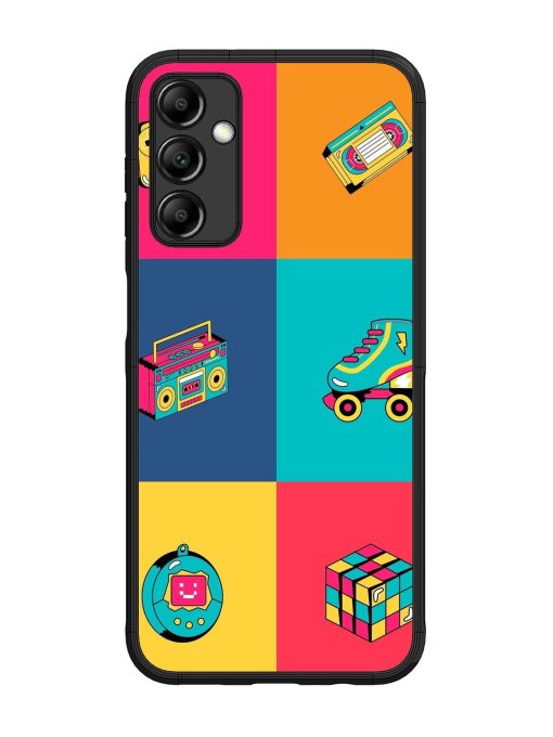 90S Throwback Grid Glossy Soft Edge Case for Samsung Galaxy M14 (5G) Chachhi