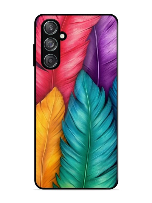 Rainbow Feathers Glossy Soft Edge Case for Samsung Galaxy M15 (5G)