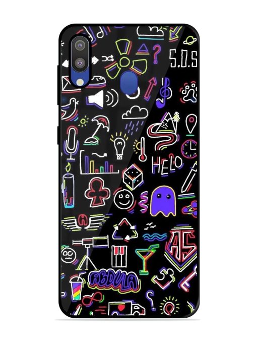 Neon Doodle Glossy Soft Edge Case for Samsung Galaxy M20 Chachhi