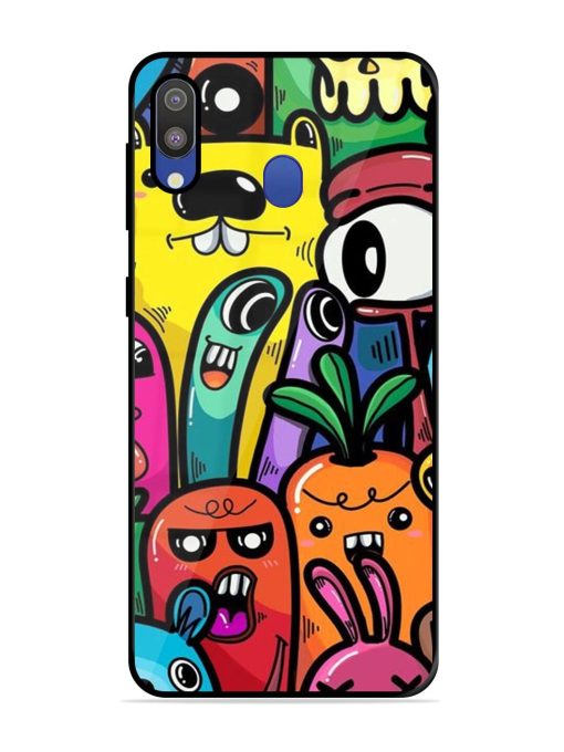 Whimsical Doodle Chaos Glossy Soft Edge Case for Samsung Galaxy M20 Chachhi