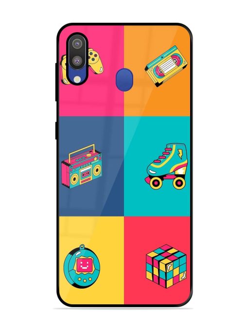 90S Throwback Grid Glossy Soft Edge Case for Samsung Galaxy M20 Chachhi