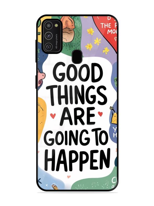 Uplifting Scribbles Glossy Soft Edge Case for Samsung Galaxy M21 (2021) Chachhi