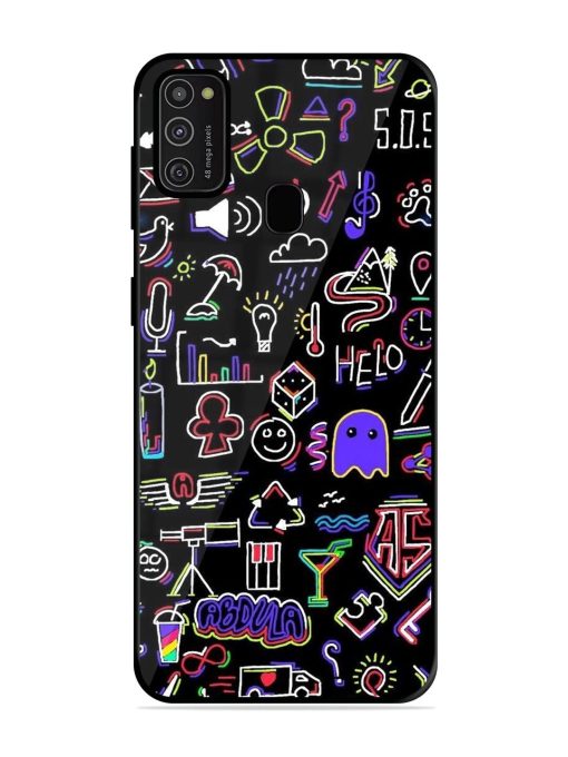 Neon Doodle Glossy Soft Edge Case for Samsung Galaxy M21 (2021) Chachhi