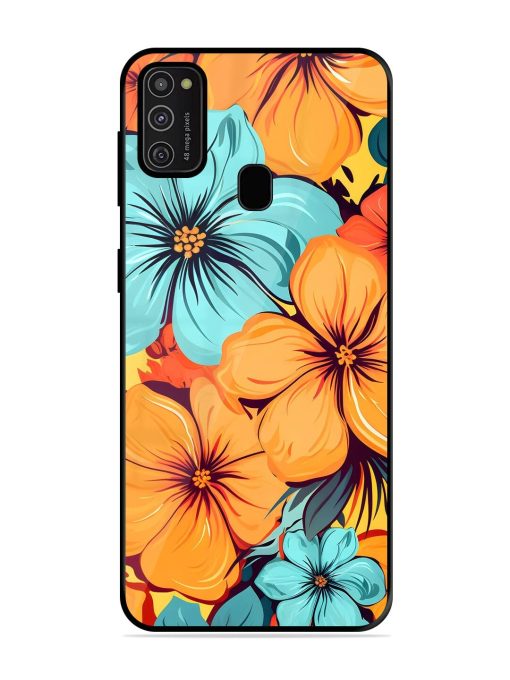 Tropical Bloom Glossy Soft Edge Case for Samsung Galaxy M21 (2021) Chachhi