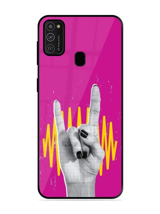 Rock Hand Glossy Soft Edge Case for Samsung Galaxy M21 (2021) Chachhi