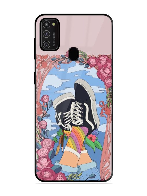 Floral Fantasy Glossy Soft Edge Case for Samsung Galaxy M21 (2021)