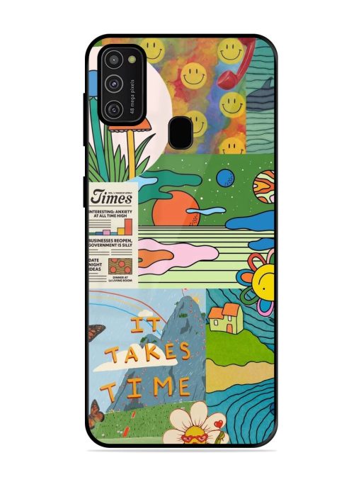 Groovy Vibes Glossy Soft Edge Case for Samsung Galaxy M21 (2021) Chachhi