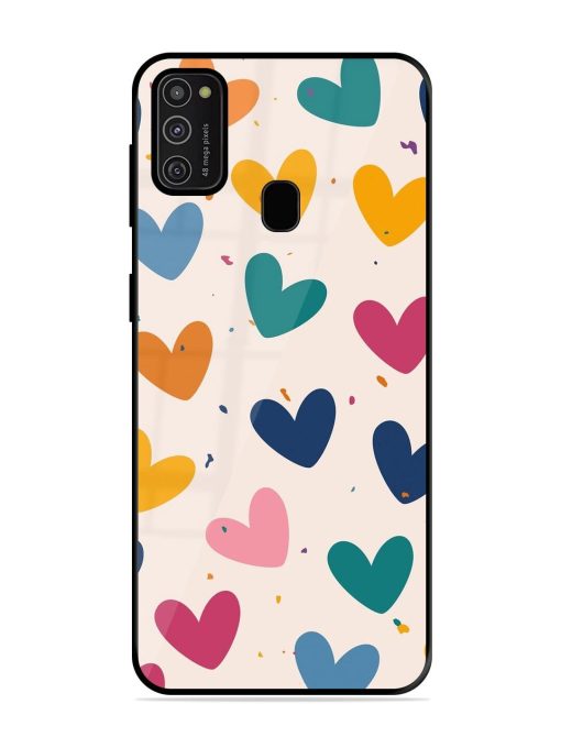 Rainbow Hearts Glossy Soft Edge Case for Samsung Galaxy M21 (2021)