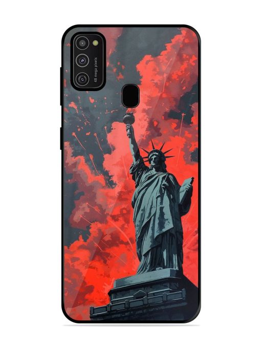 Lady Liberty'S Firework Finale Glossy Soft Edge Case for Samsung Galaxy M21 (2021) Chachhi