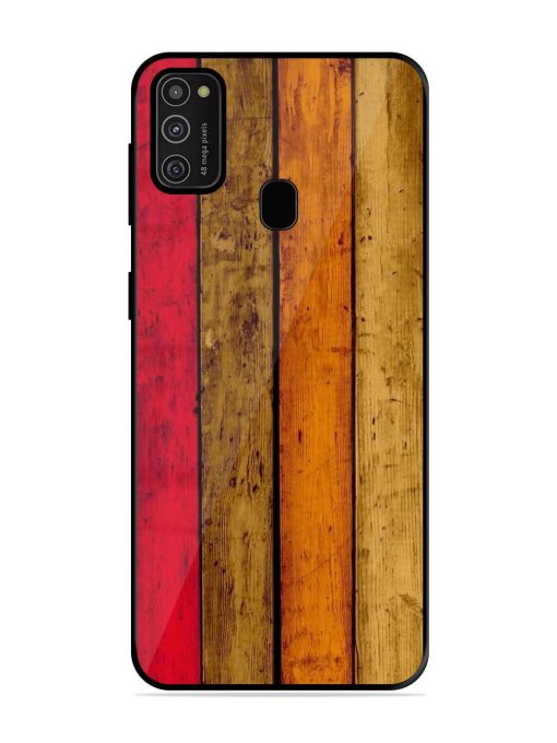 Colorful Woodgrain Glossy Soft Edge Case for Samsung Galaxy M21 (2021) Chachhi