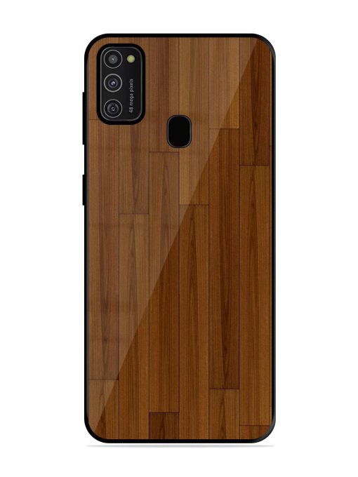 Warm Woodgrain Glossy Soft Edge Case for Samsung Galaxy M21 (2021) Chachhi