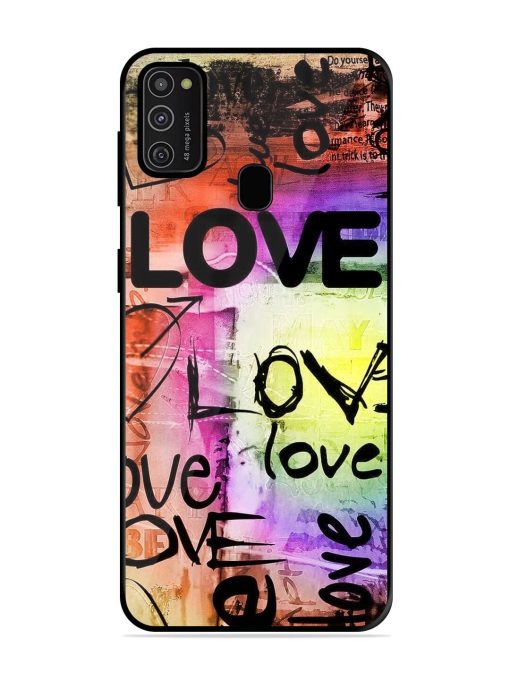 Love Graffiti Glossy Soft Edge Case for Samsung Galaxy M21 (2021) Chachhi