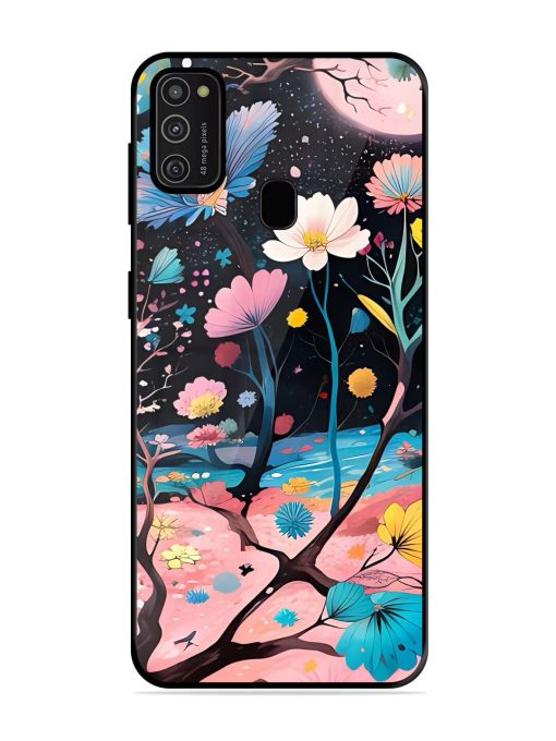 Cosmic Bloom Glossy Soft Edge Case for Samsung Galaxy M21 (2021) Chachhi