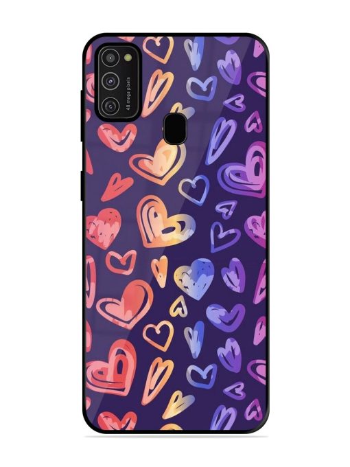 Rainbow Hearts Glossy Soft Edge Case for Samsung Galaxy M21 (2021)