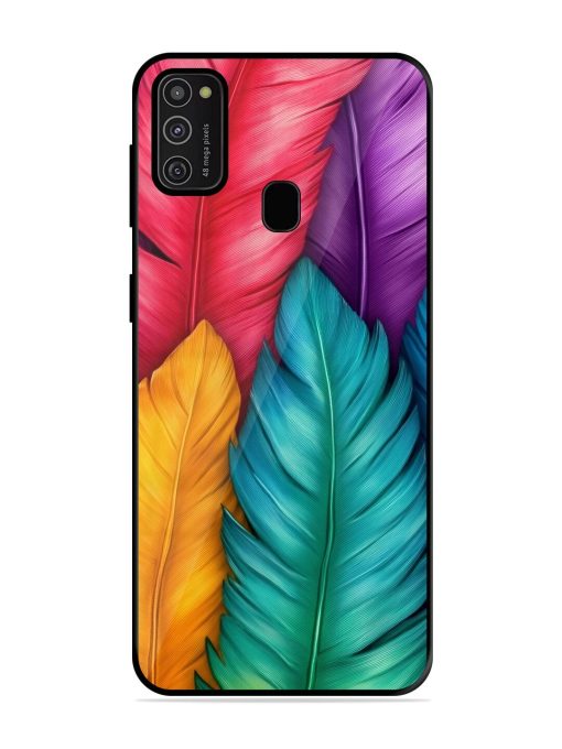 Rainbow Feathers Glossy Soft Edge Case for Samsung Galaxy M21 (2021)