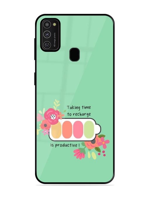 Recharge And Bloom Glossy Soft Edge Case for Samsung Galaxy M21 (2021) Chachhi