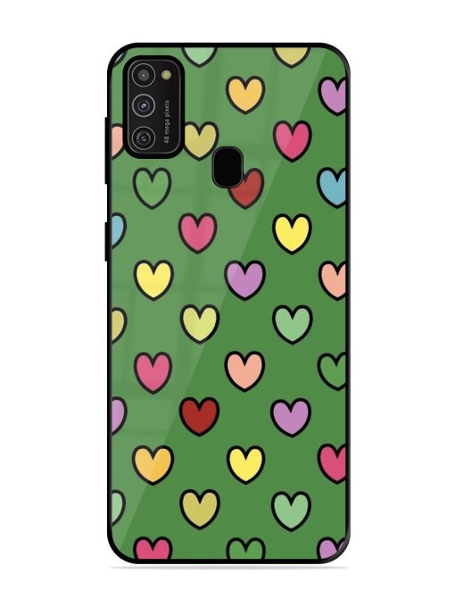 Rainbow Heart Parade Glossy Soft Edge Case for Samsung Galaxy M21 (2021) Chachhi