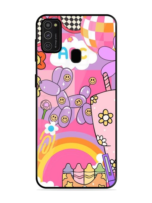 Whimsical Y2K Chaos Glossy Soft Edge Case for Samsung Galaxy M21 (2021)
