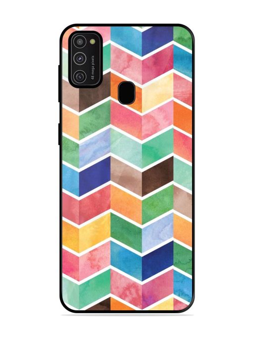 Watercolor Chevron Whimsy Glossy Soft Edge Case for Samsung Galaxy M21 (2021)