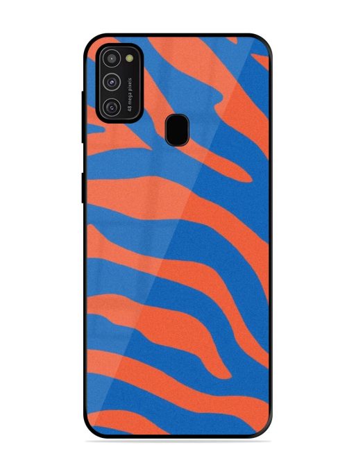 Zebra Stripes In Blue And Orange Glossy Soft Edge Case for Samsung Galaxy M21 (2021) Chachhi