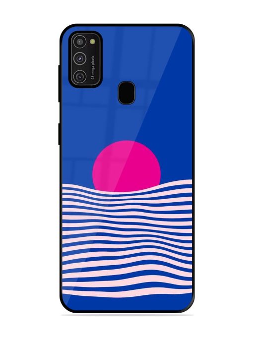 Pink Sunset Over Blue Waves Glossy Soft Edge Case for Samsung Galaxy M21 (2021) Chachhi