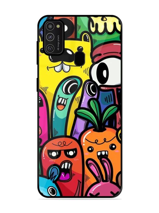 Whimsical Doodle Chaos Glossy Soft Edge Case for Samsung Galaxy M21 (2021) Chachhi