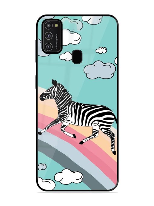 Zebra On A Rainbow Glossy Soft Edge Case for Samsung Galaxy M21 (2021)