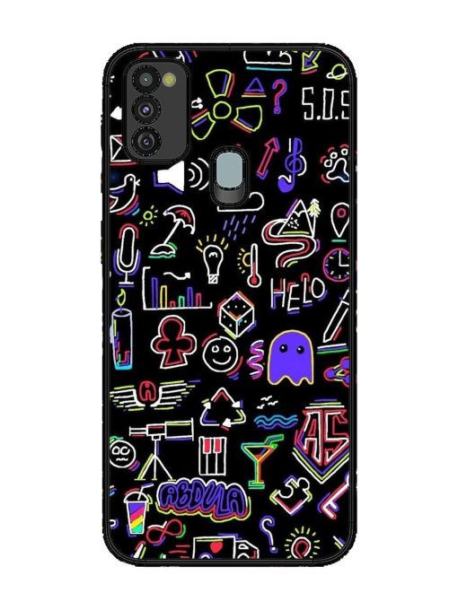 Neon Doodle Glossy Soft Edge Case for Samsung Galaxy M21 (4G) Chachhi