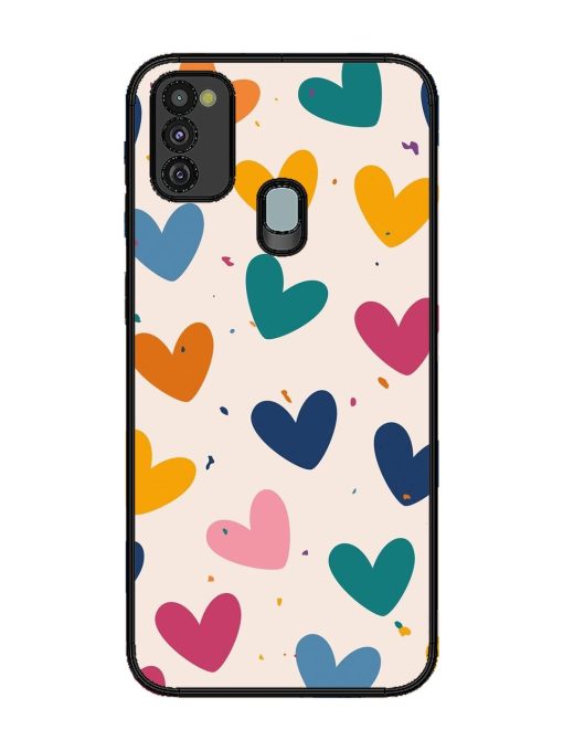 Rainbow Hearts Glossy Soft Edge Case for Samsung Galaxy M21 (4G)