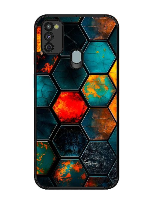 Hexagon Hive Glossy Soft Edge Case for Samsung Galaxy M21 (4G) Chachhi