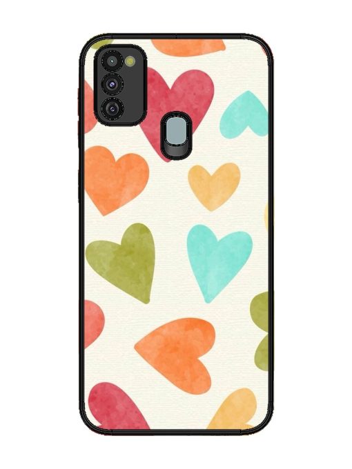 Watercolor Hearts Glossy Soft Edge Case for Samsung Galaxy M21 (4G) Chachhi