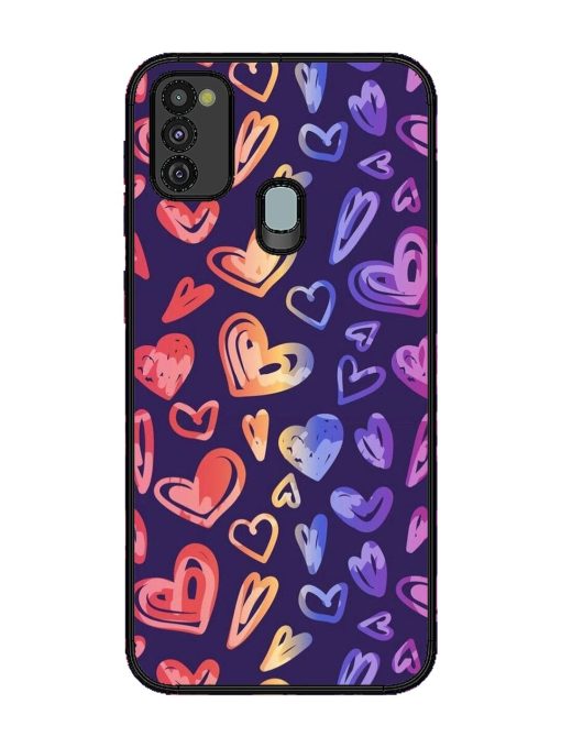 Rainbow Hearts Glossy Soft Edge Case for Samsung Galaxy M21 (4G) Chachhi