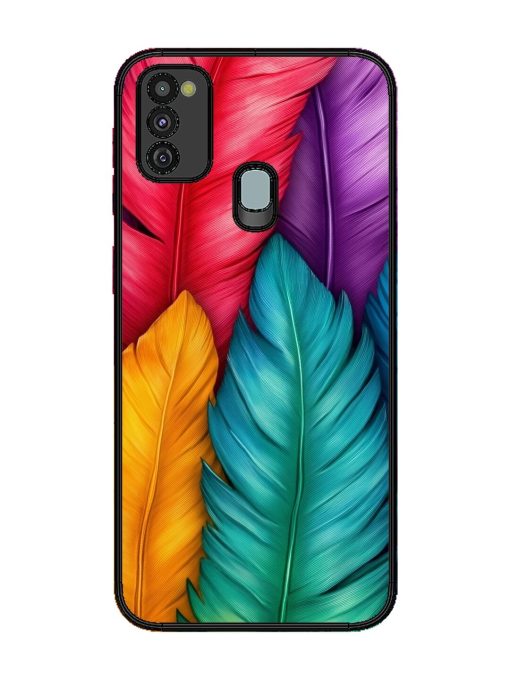 Rainbow Feathers Glossy Soft Edge Case for Samsung Galaxy M21 (4G) Chachhi