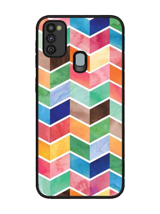 Watercolor Chevron Whimsy Glossy Soft Edge Case for Samsung Galaxy M21 (4G) Chachhi