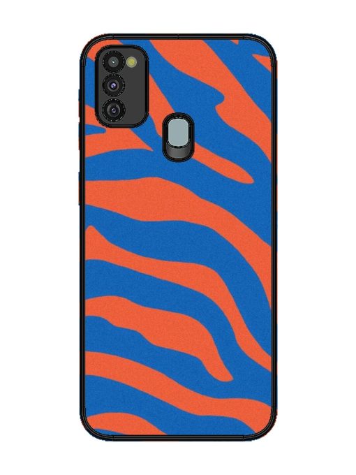 Zebra Stripes In Blue And Orange Glossy Soft Edge Case for Samsung Galaxy M21 (4G)