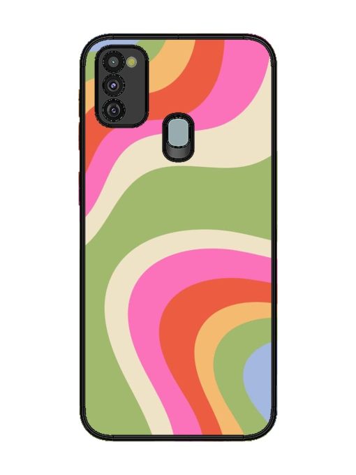 Wavy Rainbow Wonderland Glossy Soft Edge Case for Samsung Galaxy M21 (4G) Chachhi