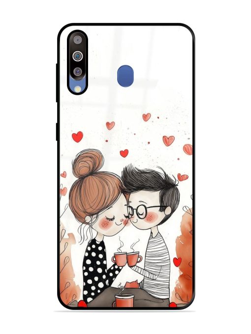 Couple Seating With Coffee Glossy Soft Edge Case for Samsung Galaxy M30 Chachhi