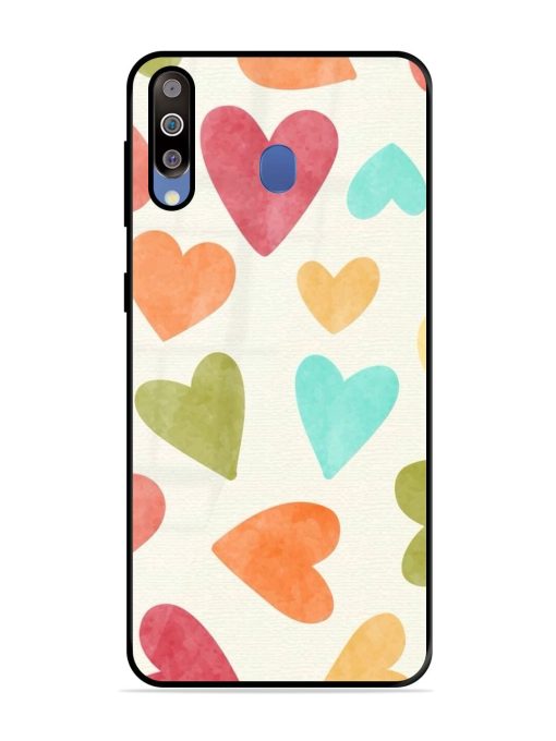 Watercolor Hearts Glossy Soft Edge Case for Samsung Galaxy M30 Chachhi