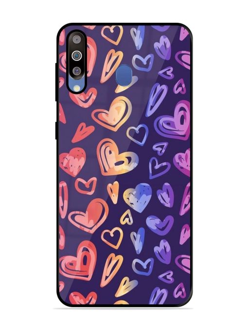 Rainbow Hearts Glossy Soft Edge Case for Samsung Galaxy M30 Chachhi