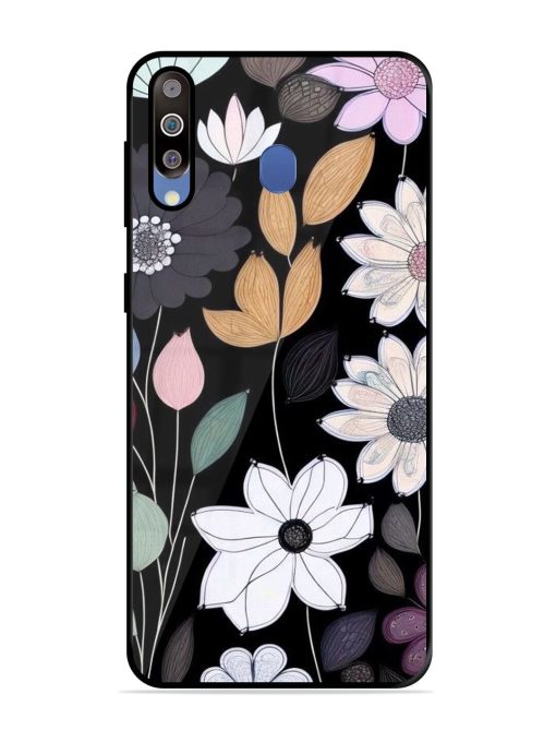 Whimsical Blooms On Black Glossy Soft Edge Case for Samsung Galaxy M30 Chachhi