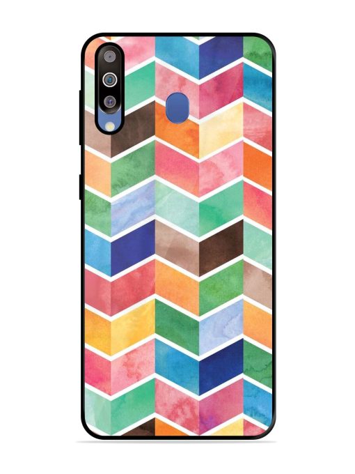 Watercolor Chevron Whimsy Glossy Soft Edge Case for Samsung Galaxy M30 Chachhi