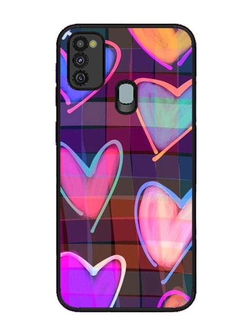 Neon Hearts Glossy Soft Edge Case for Samsung Galaxy M30S Chachhi