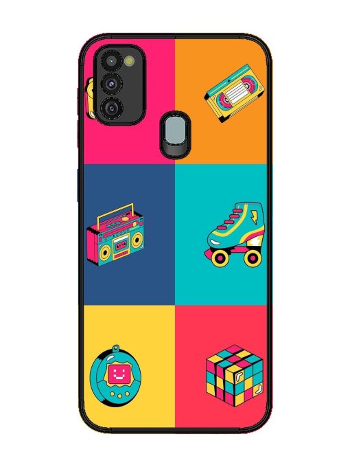 90S Throwback Grid Glossy Soft Edge Case for Samsung Galaxy M30S