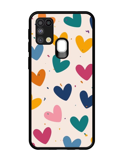 Rainbow Hearts Glossy Soft Edge Case for Samsung Galaxy M31 Chachhi