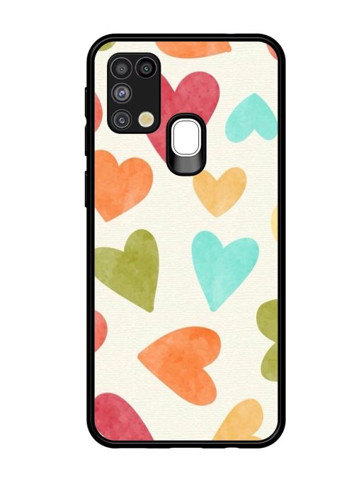 Watercolor Hearts Glossy Soft Edge Case for Samsung Galaxy M31 Chachhi